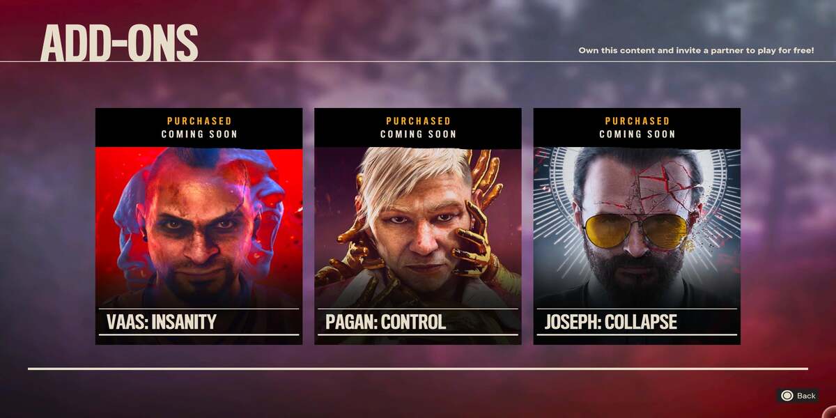 Far Cry 6 DLC Control open