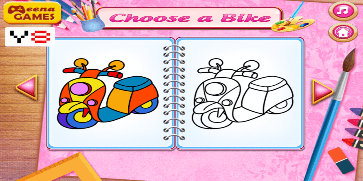 Cute Bike Coloring Book