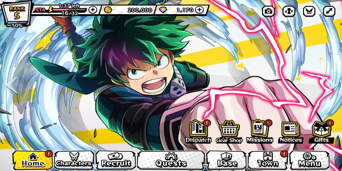 My Hero Academia Ultra Impact Menu