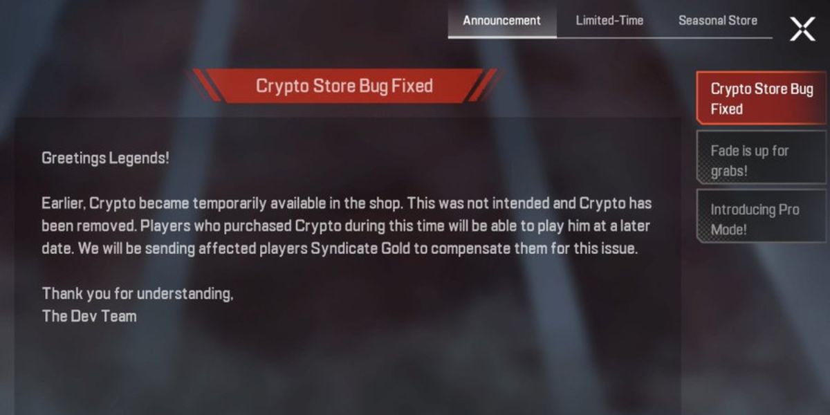 Apex Legends Mobile Crypto ข้อมูลเพิ่มเติม