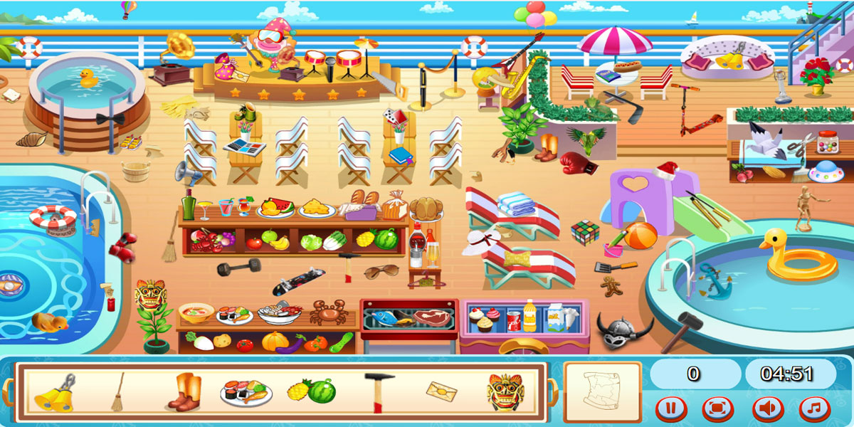 Cruise Ship Hidden Objects : Y8 เรือสำราญขนาดใหญ่ลำนี้ได้ซ่อนวัตถุบางอย่างไว้มากมาย