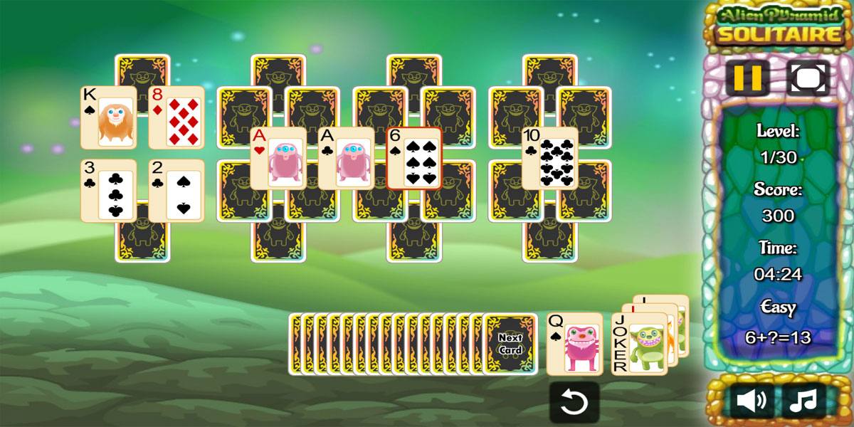 Alien Pyramid Solitaire : Y8 เกมไพ่ออนไลน์แสนสนุกที่มาในรูปแบบ Alien Pyramid