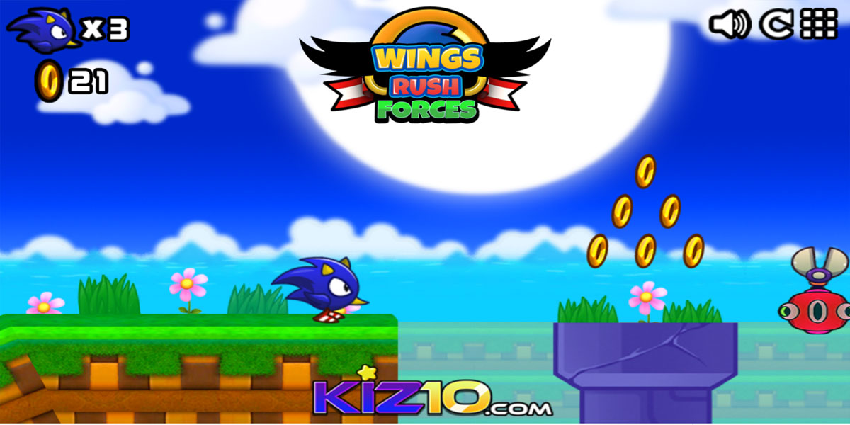 Wings Rush Forces : Y8 เกมผจญภัยอาร์เคดแนวย้อนยุคซี่รีย์เกมวิ่งไม่มีสิ้นสุดและใช้แพลตฟอร์มเรื่องราวเกี่ยวกับตัวละคร Sonic