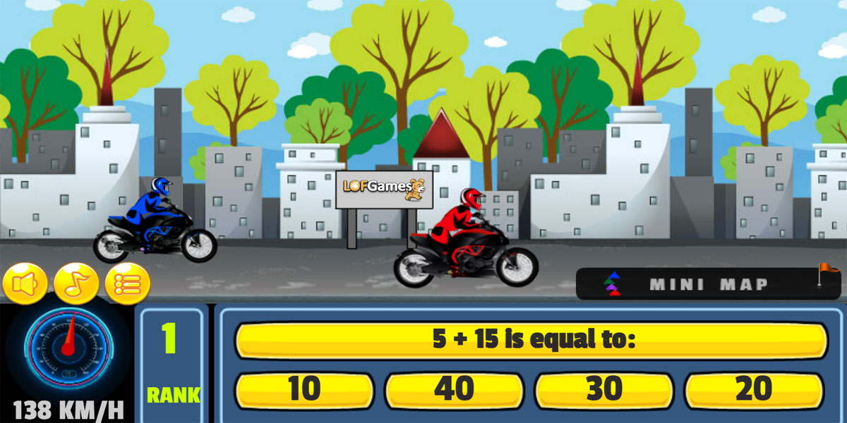 Bike Racing Math : Y8 เกมแข่งจักรยานที่ได้ผสมผสานปริศนาด้านคณิตศาสตร์เข้าไป