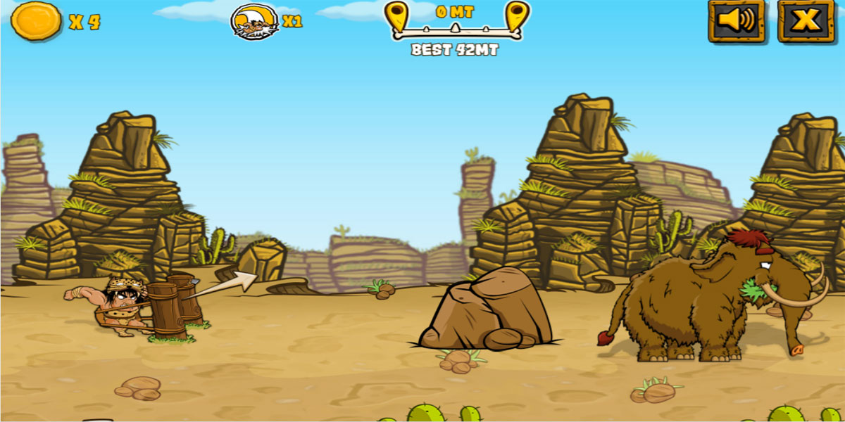 Caveman Hunt : Y8 มนุษย์ถ้ำคนนี้ต้องการที่จะจับแมมมอธมาเป็นสัตว์เลี้ยงของตัวเอง