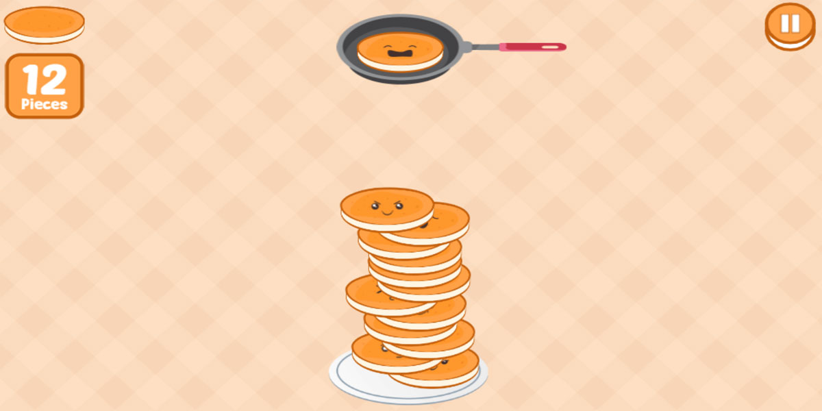 Stack the Pancake : Y8 เป้าหมายของผู้เล่นภายในเกมส์นี้คือการเทแพนเค้กจากกะทะและเรียงซ้อนบนจานให้ได้สูงที่สุด