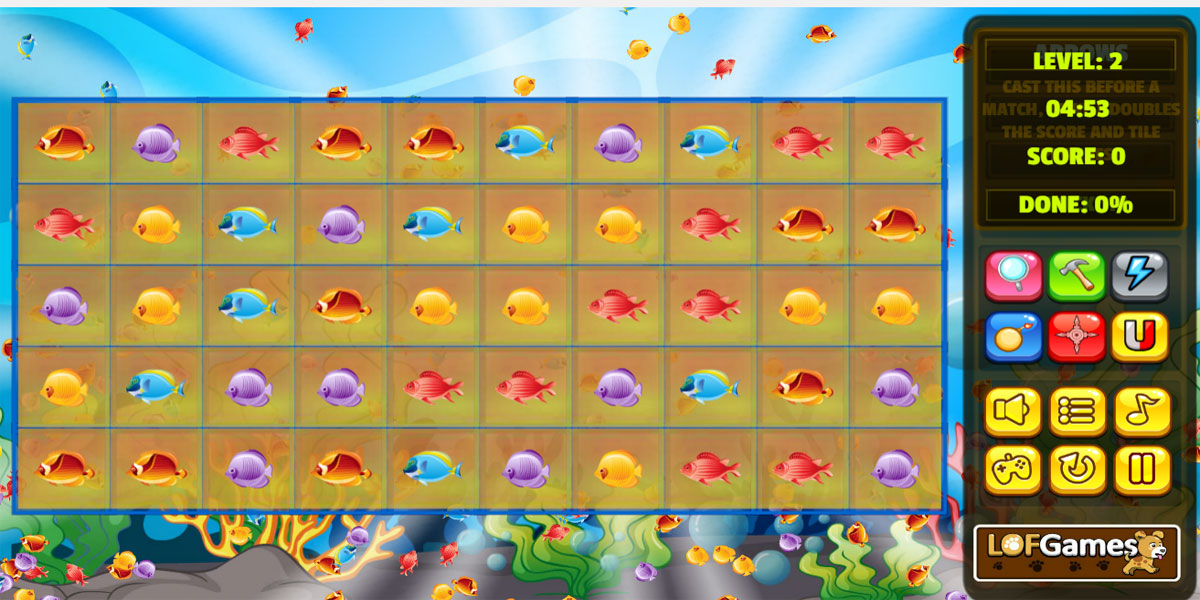 Fish Match Deluxe : Y8 เพลิดเพลินไปกับเกมออนไลน์เล่นฟรีผ่านเกมจับคู่ออนไลน์