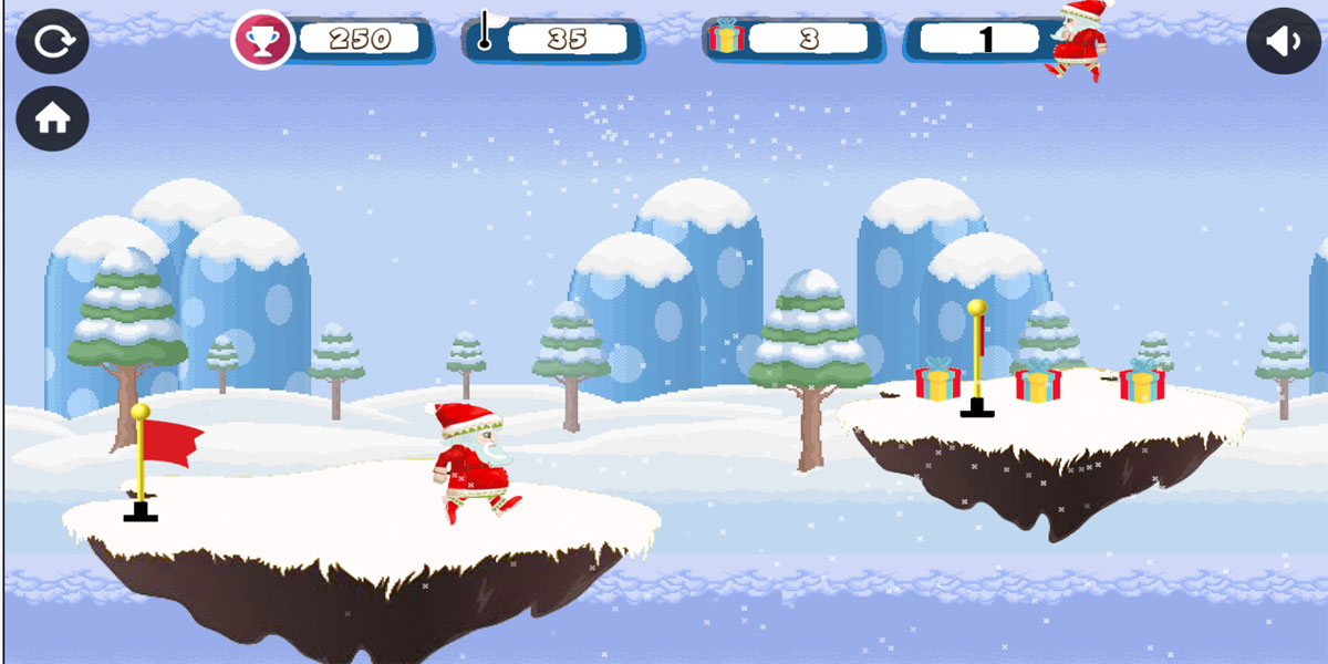 เพลิดเพลินไปกับความสนุกในเกมวิ่งอาร์เคดที่มาในธีมหิมะ Santa Christmas Run : Y8