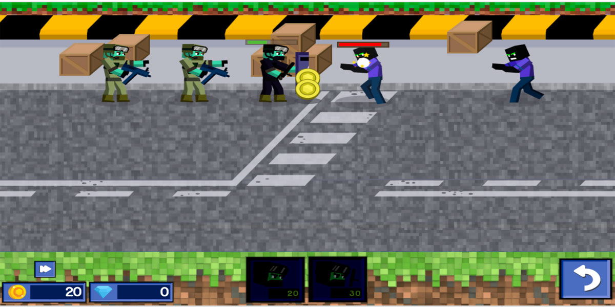 Minewar : Soldiers vs Zombies : Y8