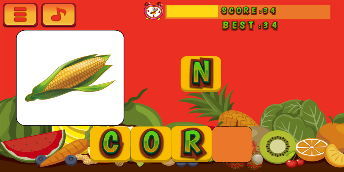 Fruits & Vegetables Word for Kids : 2